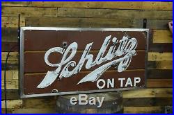 Vintage ORIGINAL Schlitz Beer Porcelain neon sign 1930s ON TAP Working Will SHIP