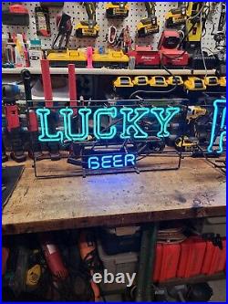 Vintage Original LUCKY Beer Neon sign rare light from the 1950's