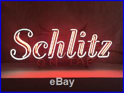 Vintage SCHLITZ BEER ON TAP NEON SIGN 1968- Flashing Excellent Condition