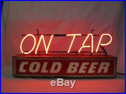 Vintage Working Neon Beer Sign Generic On Tap