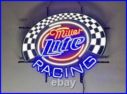 Vivid LED Miller Lite Beer Racing Flags 24x20 Neon Sign Lamp With Dimmer
