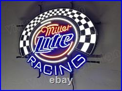 Vivid LED Miller Lite Beer Racing Flags 24x20 Neon Sign Lamp With Dimmer