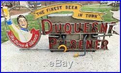 Vtg DUQUESNE (Brewing Co.) Pilsener Finest Beer in Town Beer Neon Sign RARE