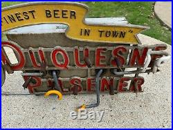 Vtg DUQUESNE (Brewing Co.) Pilsener Finest Beer in Town Beer Neon Sign RARE