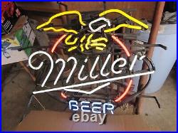 Vtg Miller Beer Eagle Neon Bar Light Old Original Tavern Sign 22 x 21 1/2 L@@K