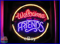Welcome Friends Store Beer Pub Bar Neon Sign 17''X14'' From USA