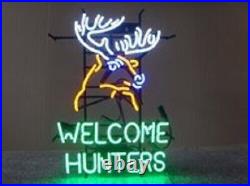 Welcome Hunters Deer Stag Buck 20x16 Neon Light Sign Lamp Bar Beer Wall Decor