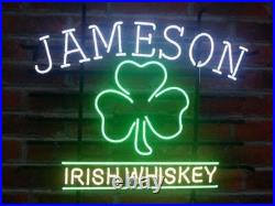 Whiskey Clover Neon Sign Bar Lamp Light Gift Man Cave Real Glass Decor 24x20
