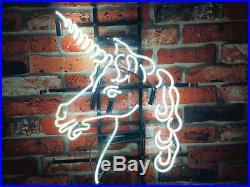 White Unicorn Neon Light Sign 20x16 Beer Cave Gift Real Glass Decor Bedroom