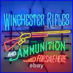 Winchester Rifles Neon Sign 24x20 Beer Bar Pub Man Cave Wall Decor