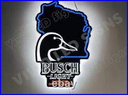 Wisconsin State Flying Duck Quack Beer Lager 20 Vivid LED Neon Sign Wall Decor