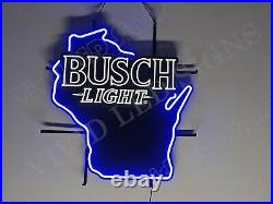 Wisconsin State Map Beer Lager 24x20 Vivid LED Neon Sign Light With Dimmer