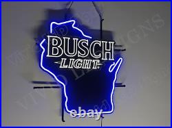 Wisconsin State Map Beer Lager 24x20 Vivid LED Neon Sign Light With Dimmer