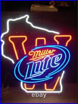 Wisconsin State Map Light Beer Neon Sign Lamp 24x20 Bar Hanging Nightlight EY