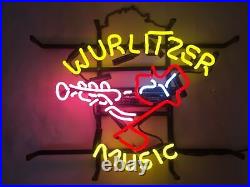 Wurlitzer Music Trumpet Beer 20x16 Neon Light Lamp Sign Wall Decor Glass Pub