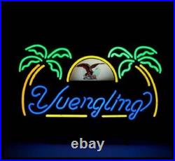 Yuengling Beer Eagle Palm Trees 17x14 Neon Sign Lamp Light Bar Open Real Glass